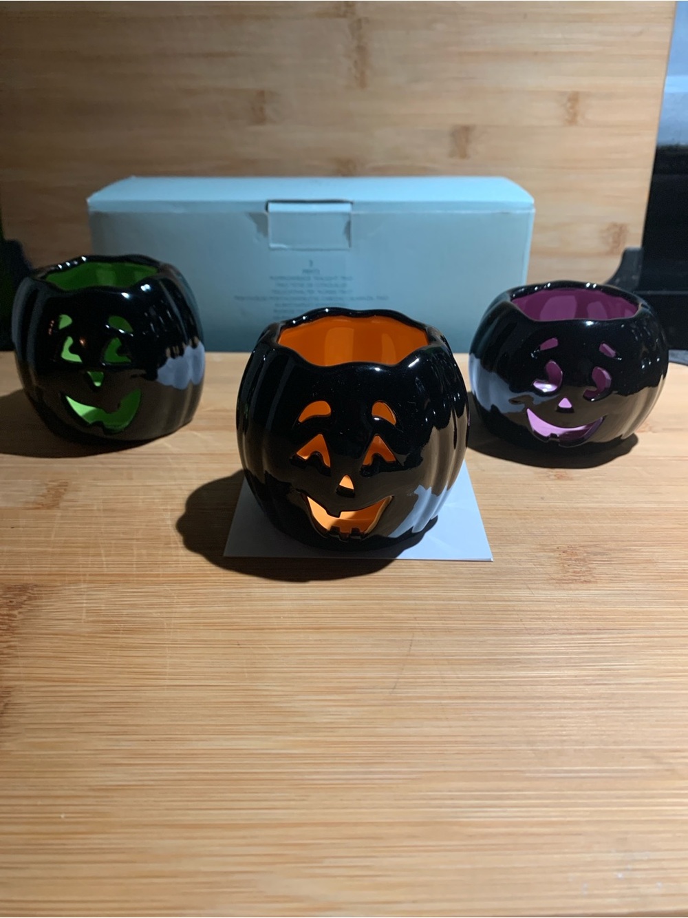 Partylite Votives, Halloween. Black Ceramic Set/3 discontinued set 2007